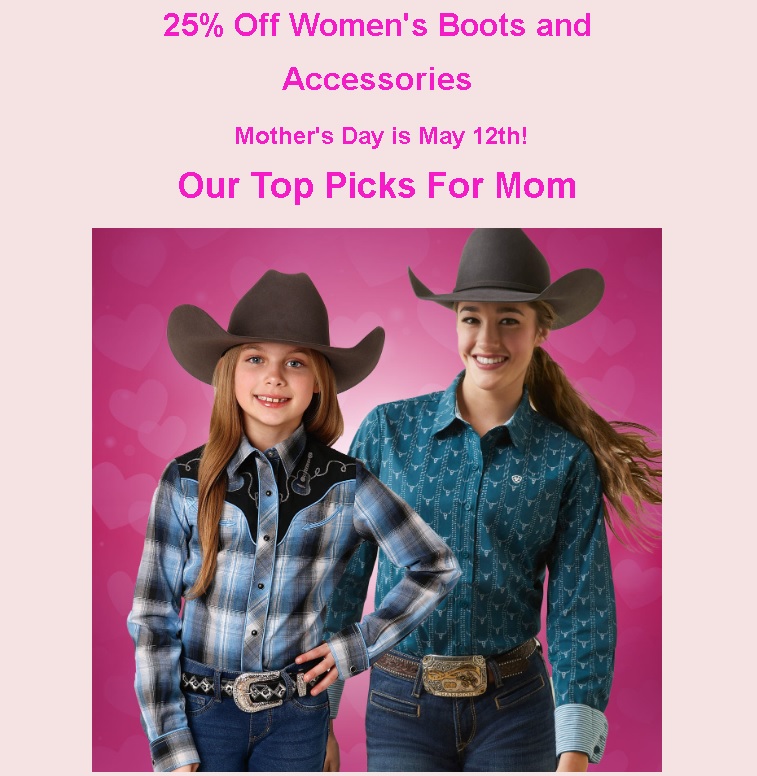 Mother's Day Promo - 25% off Bootts, Jewelry and Blouses