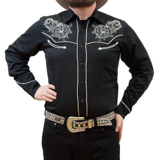 Roper: Alcalas Western Wear Western black shirt with embroidered ...