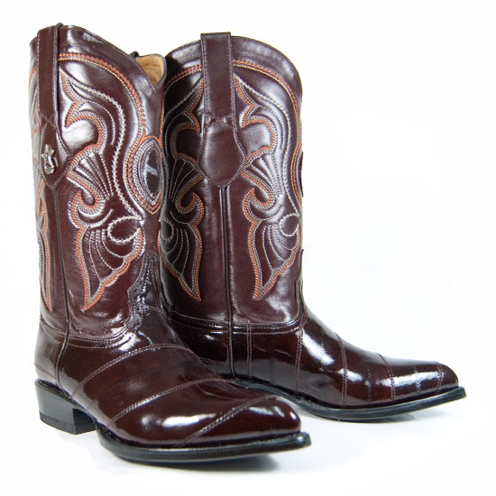 Los Altos: Alcalas Western Wear Men's Chocolate Eel Skin Leather Boots ...