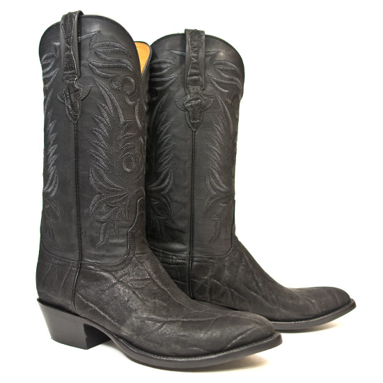 Lucchese: Alcalas Western Wear Men's All Black Exotic Elephant Leather ...