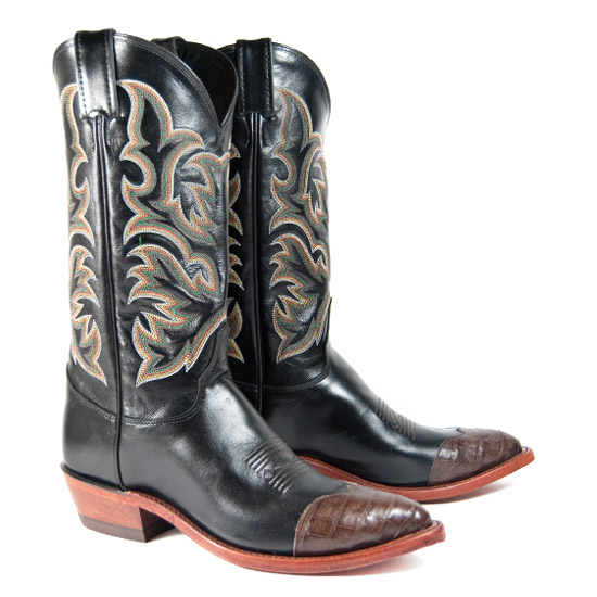 Justin: Alcalas Western Wear Men's Black Leather Cowboy Boots ...