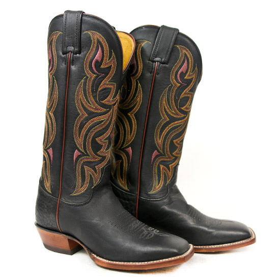 Justin: Alcalas Western Wear Women's Black Oiled Cowhide Leather Boot ...