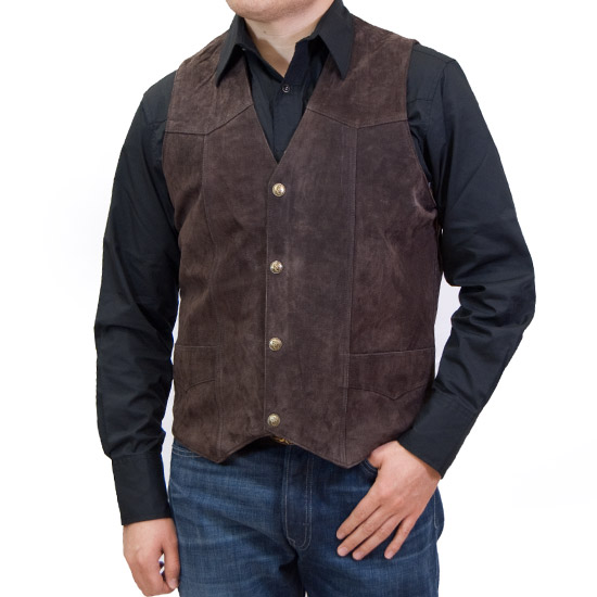 Circle S: Alcalas Western Wear Men's Chocolate Boar Suede Leather Vest ...