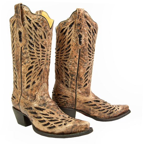 Corral: Alcalas Western Wear Women's Bronze Butterfly Cowboy Boot ...